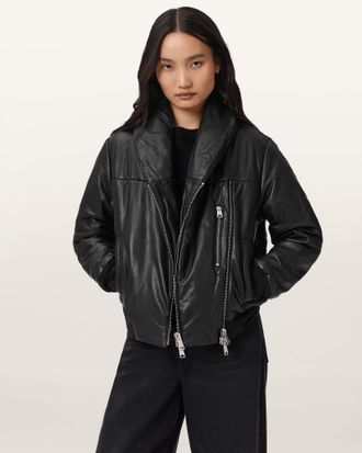 AllSaints Lauren Leather Puffer Jacket