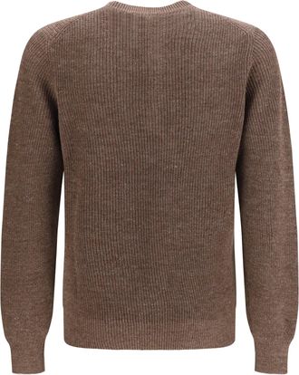 Brunello Cucinelli Mens Cotton And Linen Henley Sweater Nocciola+yuta