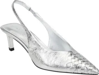 Marc Fisher Rilly Slingback Pump in Metallic Silver at Nordstrom, Size 5.5