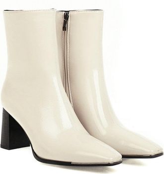 Generic Womens Chelsea Ankle Boots with Square Toe and Chunky Heel,Perfect for Office and Everyday,White single lining,6.5 UK