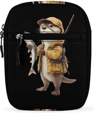 Generic Otter Fishing Trendy Crossbody Bag for Men Women Small Satchel Men Sling Adjustable Shoulder Strap Messenger