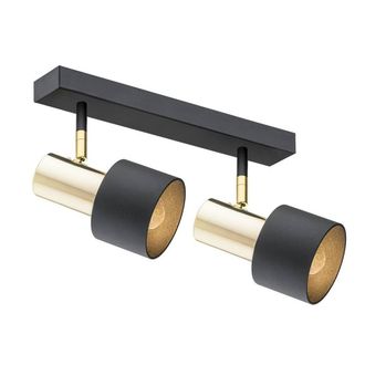 Netlighting Doria Twin Ceiling Spotlight Black Structure Brass Elements