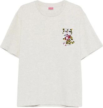 Kenzo Wild Tiger Geborduurd Oversized T-shirt - Heren - T-shirts - Grijs - L - Katoen - Tops