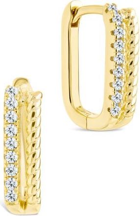 Sterling Forever Cori Cubic Zirconia Rectangular Huggie Hoop Earrings in Gold at Nordstrom Rack