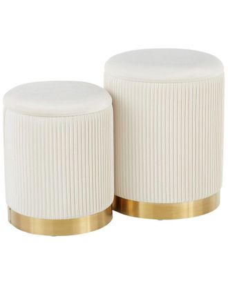 LumiSource Set Of 2 Marla Nesting Pleated Ottomans