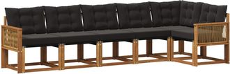 vidaXL Conjunto De Sof&aacute;s De Exterior 6 Uds. Natural Y Negro Vidaxl
