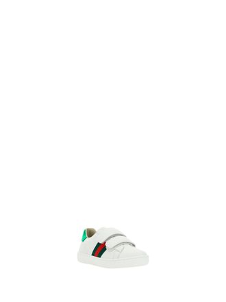 Gucci Web-Striped Leather Sneaker - White