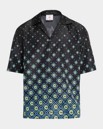 Casablanca Mens Gradient Monogram Short-Sleeve Shirt