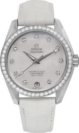 Omega Pre-owned Omega Seamaster Aqua Terra Diamond White Mother of Pearl Dial Ladies Watch 231.18.39.21.55.001
