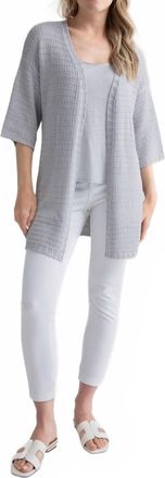 Marble Scotland Elbow Sleeve Long Cardigan In Light Gray