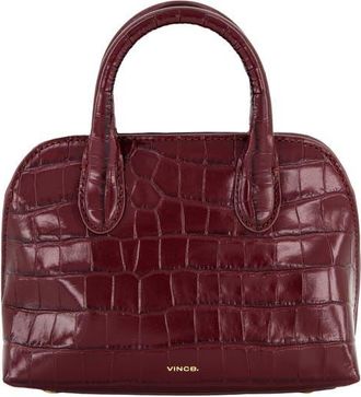 Vince Mini Delphine Croc Embossed Leather Top Handle Bag in Bordeaux at Nordstrom