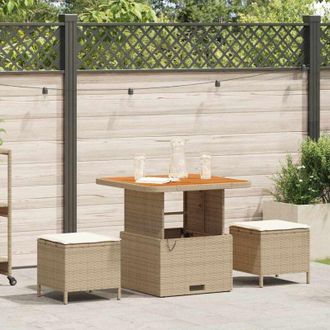 vidaXL Conjunto De Comedor De Jard&iacute;n 3 Pcs Beige Polirat&aacute;n Vidaxl