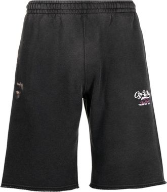 Off-white Mens Wave Off Sweatshorts Black Cotton - Size X-Large