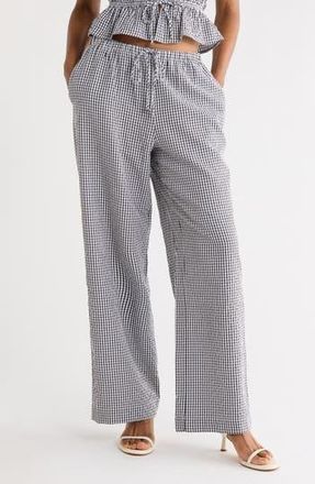 Wayf Seersucker Drawstring Pants in Black Seersucker at Nordstrom Rack, Size X-Small
