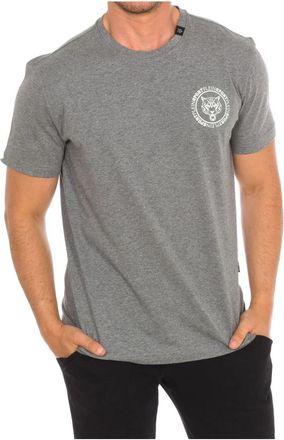 Plein Sport T-shirt met korte mouwen en merkprint - Heren - Sportshirts - Grijs - S - Katoen - Fitness