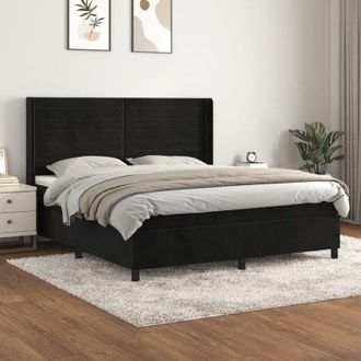 vidaXL Vidaxl - Cama Box Spring Con Colch&oacute;n Terciopelo Negro 180x200 Cm