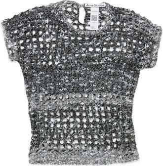 Acne Studios T-shirt crop in maglia - Grigio