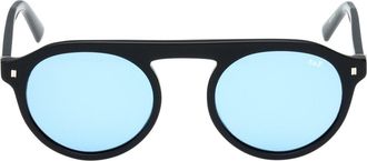 Abercrombie & Fitch 49mm Pilot Sunglasses in Shiny Black /Blue at Nordstrom