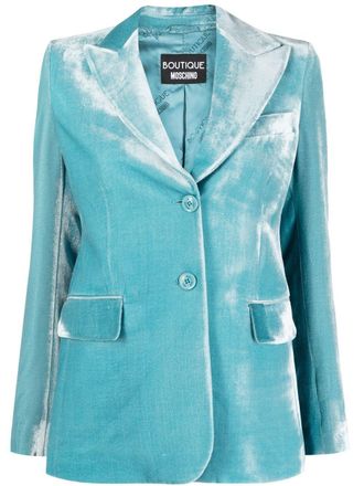 Moschino peak-lapel single-breasted blazer - women - Viscose/Silk/Viscose - 40 - Blue