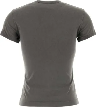 Marni Womens Logo-Print Cotton T-Shirt Gray