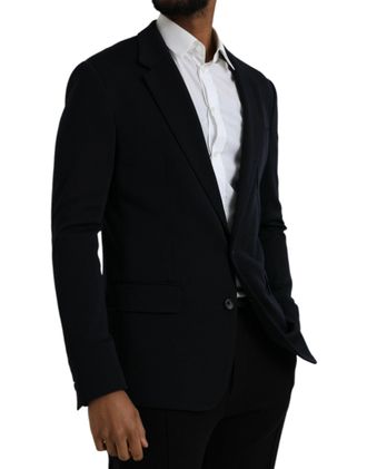 Dolce & Gabbana Mens Black Wool Single Breasted Coat Blazer Virgin Nylon Clothing