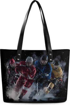 Generic Winter Sports Hockey Player Tote Bags for Women Cute Shoulder Purses Handbags