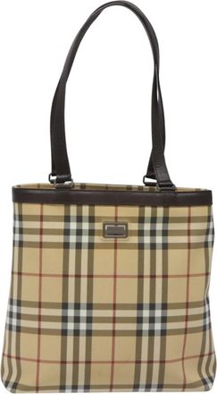 Burberry Nova Check Beige Canvas Tote Bag (Pre-Owned)