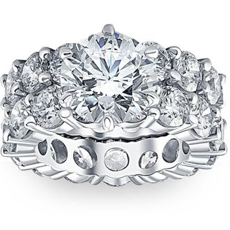 Pompeii3 9Ct Diamond Eternity Engagement Ring Set White, Yellow, or Rose Gold Lab Grown