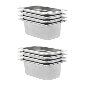vidaXL Contenitori Gastronorm 8 Pz Gn 1/4 100 Mm In Acciaio Inox Vidaxl