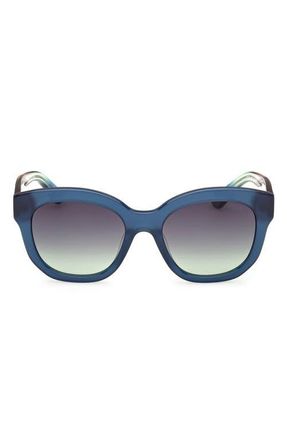 Emilio Pucci 53mm Geometric Sunglasses in Milky Ink Blue /Smoke at Nordstrom