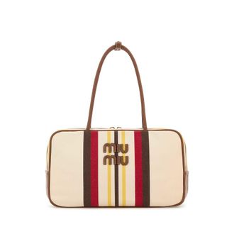Miu Miu Embroidered Canvas Shoulder Bag