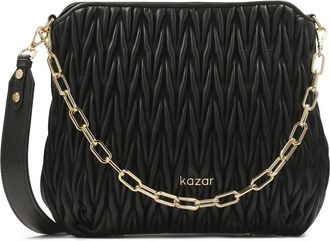 Kazar Gewatteerde zwarte handtas met ketting en afneembare band - Dames - Schoudertassen - Zwart - ONE Size - Leer - Tassen