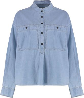 Isabel Marant Katoenen blouse met knoopdetails - Dames - Overhemden - Blauw - M - Katoen - Overhemden