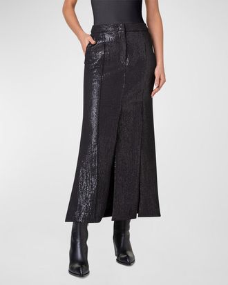 Akris Silk Chiffon Sequin Maxi Skirt