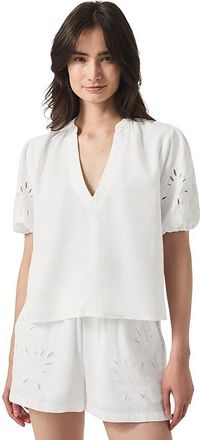 Splendid Cayden Embroidered Blouse Womens Clothing White : LG (Womens 10-12), Linen/Lyocell