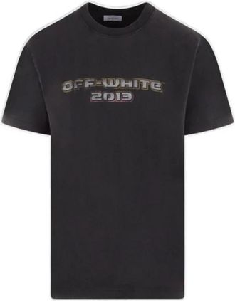 Off-white T-shirt van katoen met logo-print - Heren - T-shirts - Zwart - S - Katoen - Tops