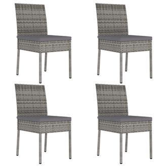 vidaXL Vidaxl - Sillas De Comedor De Jard&iacute;n 4 Unidades Rat&aacute;n Sint&eacute;tico Gris