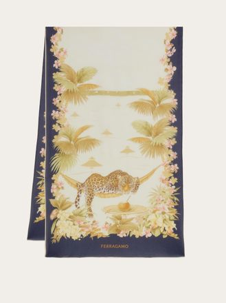 Ferragamo Women Jungle print silk scarf Blue