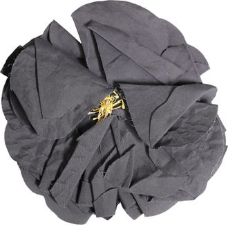 Dolce & Gabbana Gray Floral Motif Silk Blend Poplin Fabric Bar Pin Womens Brooch