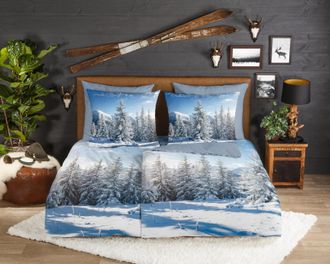 Good Morning Wendebettwäsche »Albert« 2 Stk. tlg. Flanell, Biber, Winter, Warm, Reissverschluss, Wendeoptik, Schnee