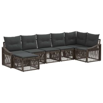 vidaXL Conjunto De Sof&aacute;s De Jard&iacute;n 7 Pcs Gris Rat&aacute;n Sint&eacute;tico Vidaxl