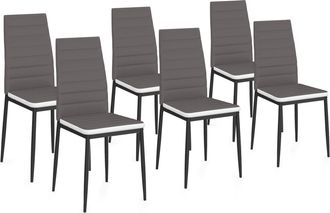 IDMarket Set Di 6 Sedie Da Pranzo Grigie Con Fascia Bianca Per Sala Romane