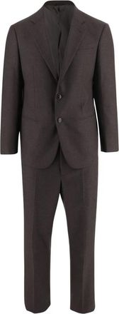 Giorgio Armani Wool Suit - Heren - Business pakken - Bruin - 2XL - Wol - Kostuums