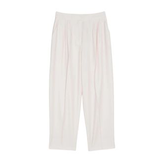 Twinset Pantaloni Cropped in Fresco di Lana - Dames - Wijde Broeken - Roze - M - Leer - Broeken