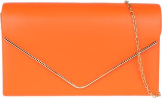 Girly HandBags Womens Metallic Frame Faux Leather Clutch Bag Medium Neon Orange