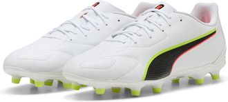 Puma Fussballschuh PUMA KING 20 PLAY FG/AG, Gr. 42,5, puma wei&szlig;, glowing rot, gelb alert, Synthetik, Schuhe Fussballschuh, f&uuml;r Rasenpl&auml;tze