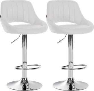 Clp Juego De 2 Taburetes De Bar Milet De Piel Sintetica Blanco