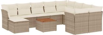 vidaXL Set De Sof&aacute;s De Jard&iacute;n 11pzas Con Cojines Rat&aacute;n Sint&eacute;tico Beige Vidaxl