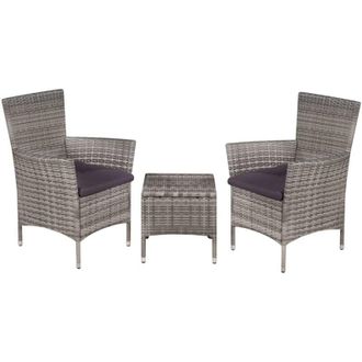 vidaXL Set da Bistrot 3 pz in Polyrattan Grigio - Vidaxl