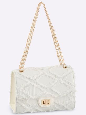 Heine Umh&auml;ngetasche HEINE, Damen, Gr. B/H/T: 25,5cm x 18cm x 9cm, wei&szlig;, Baumwollmischung, Metall, unifarben, Taschen Umh&auml;ngetasche